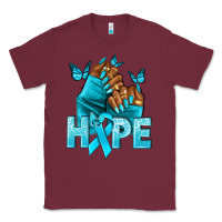 Burgundy Hope teal ribbon Ovarian Cancer nails Classic Tee - NancyCooperArtShop