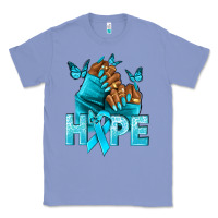 Colony Blue Hope teal ribbon Ovarian Cancer nails Classic Tee - NancyCooperArtShop