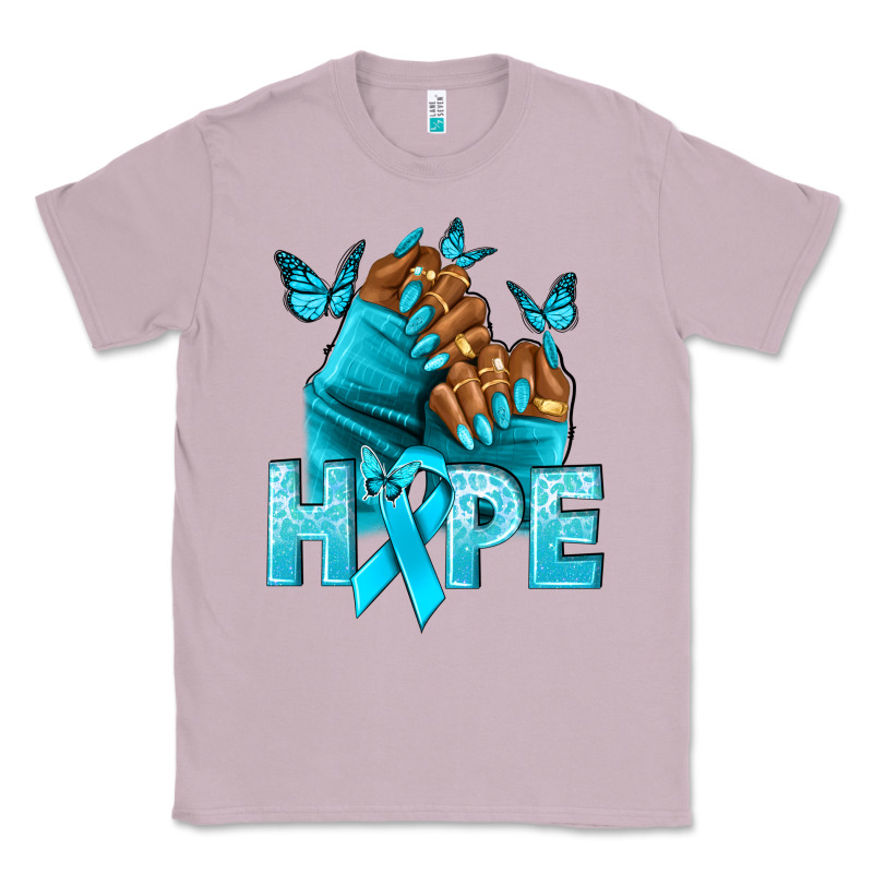 Hope Teal Ribbon Ovarian Cancer Nails Classic Tee by NancyCooperArtShop | Teevron