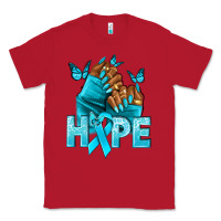 Red Hope teal ribbon Ovarian Cancer nails Classic Tee - NancyCooperArtShop