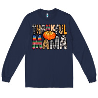 Navy Thankful Mama Long Sleeve Tee - MaliasSmallBusiness