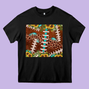 Football Leopard Gemstone Sunflower Heavy Core Tee Designed By Jahusdesignshop