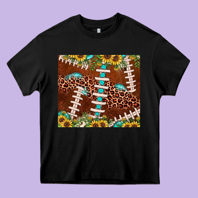 Football Leopard Gemstone Sunflower Heavy Core Tee Designed By Jahusdesignshop