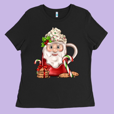 Santa Coffee Ladies Tee Designed By Jahusdesignshop
