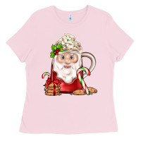 Bubblegum Pink santa coffee Ladies Tee - JahusDesignShop