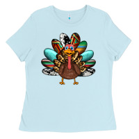Baby Blue thanksgiving turkey Ladies Tee - RanaPortraitStore