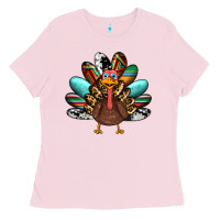Bubblegum Pink thanksgiving turkey Ladies Tee - RanaPortraitStore