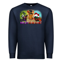 Navy happy hallothanksmas gnomes Premium Sweatshirt - CowGirlArtShop