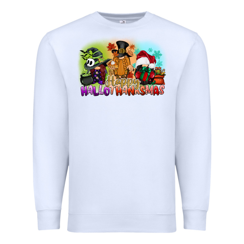 Happy Hallothanksmas Gnomes Premium Sweatshirt by CowGirlArtShop | Teevron