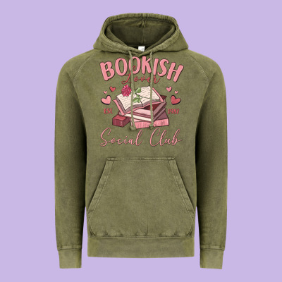 Bookish Lover Social Club Vintage Hoodie Designed By Maliassmallbusiness