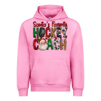 Fuchsia Pink Santa's Favorite Hockey Coach For Christmas Urban Hoodie - FaDigitalArtStudio