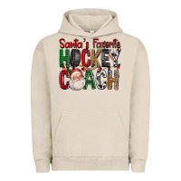 Pigment French Oak Santa's Favorite Hockey Coach For Christmas Urban Hoodie - FaDigitalArtStudio