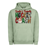 Pigment Oil Green Santa's Favorite Hockey Coach For Christmas Urban Hoodie - FaDigitalArtStudio