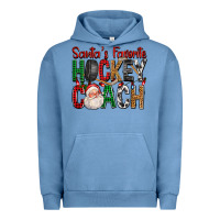 Pigment Pebble Blue Santa's Favorite Hockey Coach For Christmas Urban Hoodie - FaDigitalArtStudio