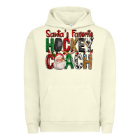 Pigment Pistachio Santa's Favorite Hockey Coach For Christmas Urban Hoodie - FaDigitalArtStudio