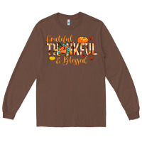 Chestnut grateful thankful and blessed Long Sleeve Tee - MaliasSmallBusiness