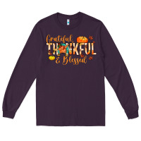 Plum grateful thankful and blessed Long Sleeve Tee - MaliasSmallBusiness