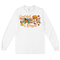 White grateful thankful and blessed Long Sleeve Tee - MaliasSmallBusiness