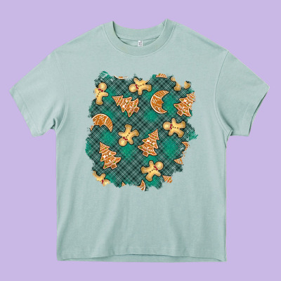 Christmas Gingerbread Cookies Patch Heavy Core Tee Designed By Bundleandbundleshop