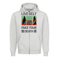 Dove Grey Lıve Ugly Fake Your Death Zipper Hoodie - Bettercallsaul