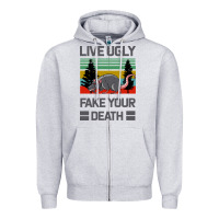 Heather Grey Lıve Ugly Fake Your Death Zipper Hoodie - Bettercallsaul