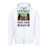 White Lıve Ugly Fake Your Death Zipper Hoodie - Bettercallsaul