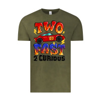 Vintage Olive two fast two curious boys birthday racing car Vintage Tee - MaliasSmallBusiness