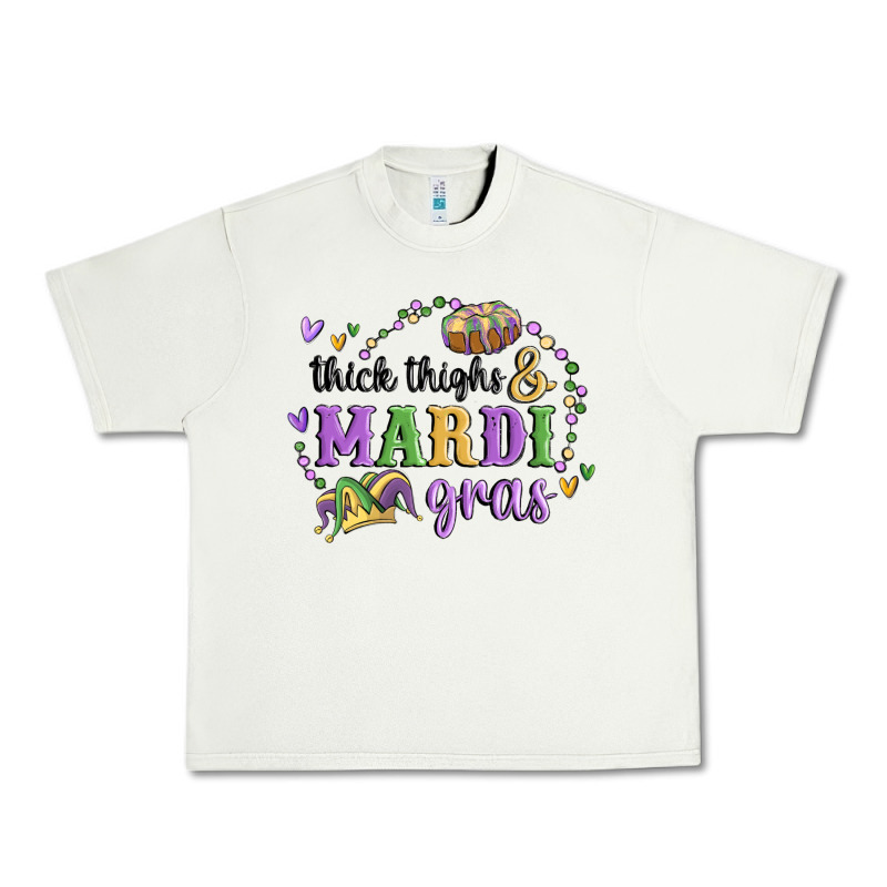 Thick Thighs Mardi Gras Urban Heavy Tee by MaliasSmallBusiness | Teevron