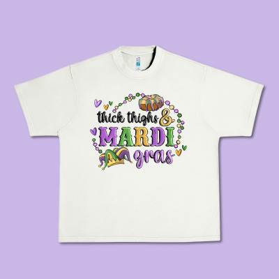 Thick Thighs Mardi Gras Urban Heavy Tee Designed By Maliassmallbusiness