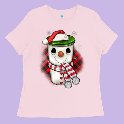Christmas Snowman Coffee Ladies Tee Designed By Jahusdesignshop