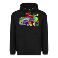 Black mardi gras gnome on the truck Heavyweight Hoodie - CowGirlArtShop