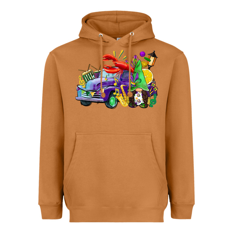 Mardi Gras Gnome On The Truck Heavyweight Hoodie by CowGirlArtShop | Teevron
