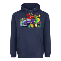 Navy mardi gras gnome on the truck Heavyweight Hoodie - CowGirlArtShop