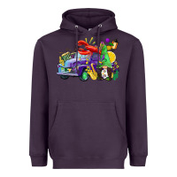 Plum mardi gras gnome on the truck Heavyweight Hoodie - CowGirlArtShop