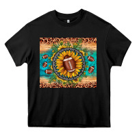 Black football leopard turquoise sunflower Heavy Core Tee - JahusDesignShop