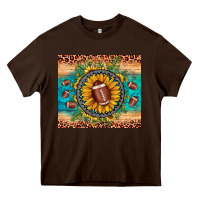 Chocolate Brown football leopard turquoise sunflower Heavy Core Tee - JahusDesignShop