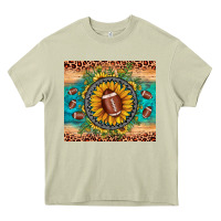 Mossy football leopard turquoise sunflower Heavy Core Tee - JahusDesignShop