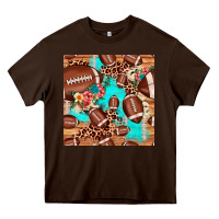 Chocolate Brown football leopard cowhide seamless pattern Heavy Core Tee - JahusDesignShop