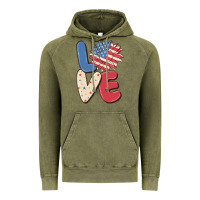 Vintage Olive love 4th of july Vintage Hoodie - MaliasSmallBusiness