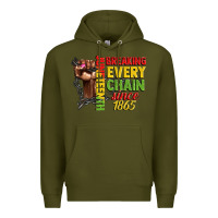 Army Green juneteenth breaking every chain since 1865 woman f Premium Hoodie - CowGirlArtShop