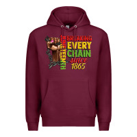 Burgundy juneteenth breaking every chain since 1865 woman f Premium Hoodie - CowGirlArtShop