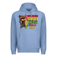 Colony Blue juneteenth breaking every chain since 1865 woman f Premium Hoodie - CowGirlArtShop