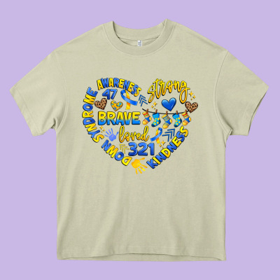 Down Syndrome Awareness Heart Heavy Core Tee Designed By Artiststas