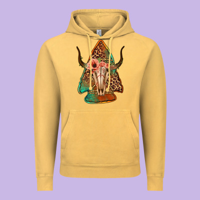 Bullskull Arrowhead Vintage Hoodie Designed By Jasminsmagicworld