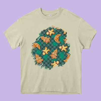 Christmas Gingerbread Cookies Patch Heavy Core Tee Designed By Bundleandbundleshop