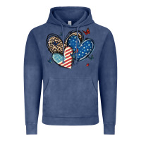 Vintage Denim american flag leopard hearts Vintage Hoodie - MaliasSmallBusiness