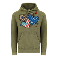 Vintage Olive american flag leopard hearts Vintage Hoodie - MaliasSmallBusiness