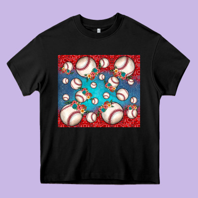 Baseball Paisley And Jean Pattern Heavy Core Tee Designed By Jahusdesignshop