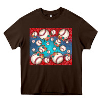 Chocolate Brown baseball paisley and jean pattern Heavy Core Tee - JahusDesignShop