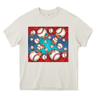 Cream baseball paisley and jean pattern Heavy Core Tee - JahusDesignShop